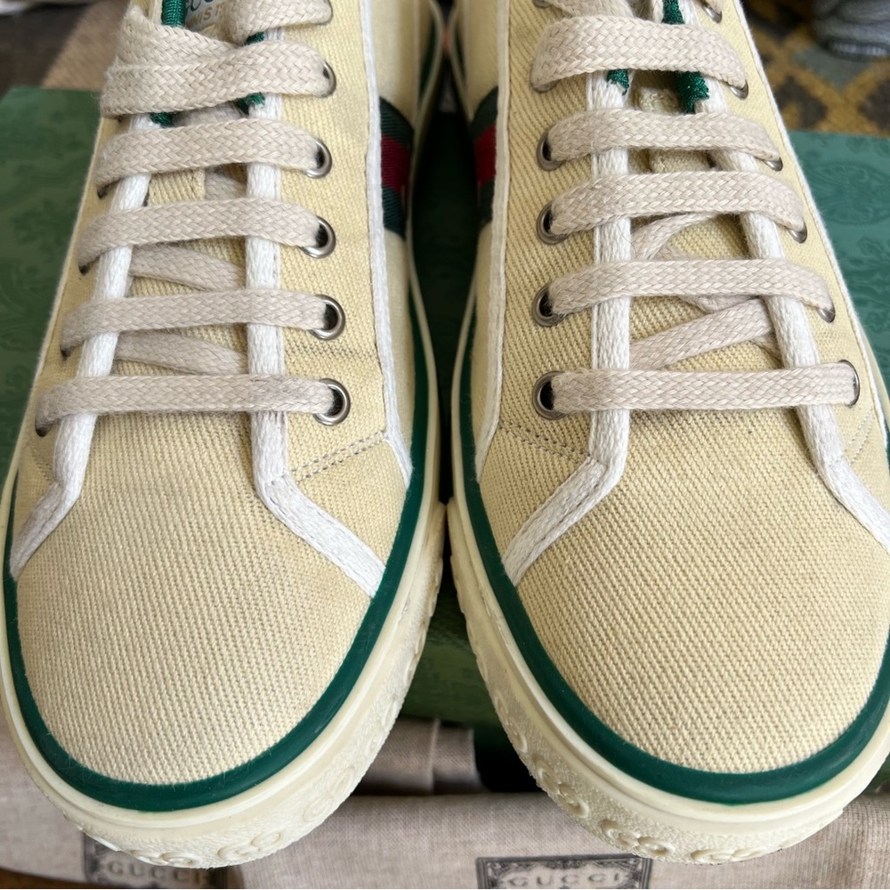 Gucci 1977 Tennis Canvas Low-Top Green/Red Web Sneakers Gucci 8 (US8.5) - Picture 8 of 17